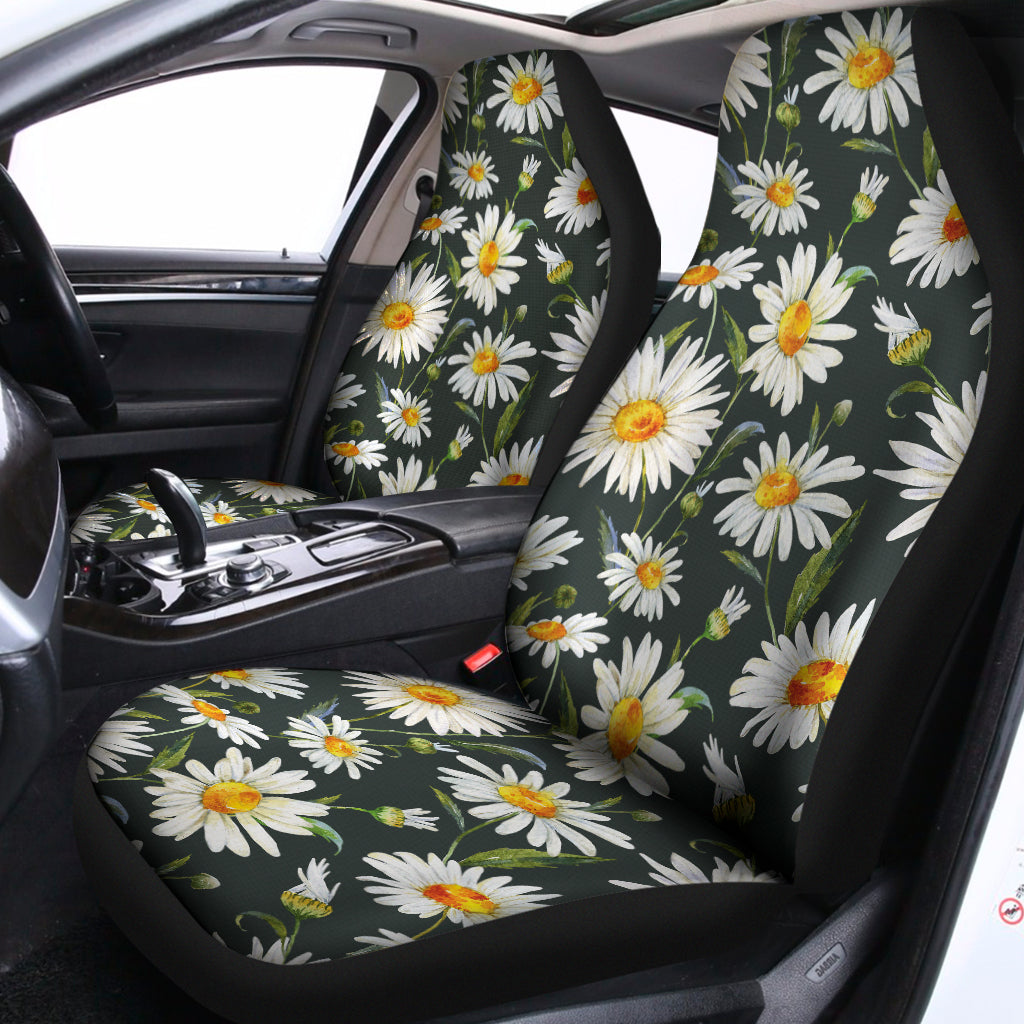 Watercolor Daisy Flower Pattern Print Universal Fit Car Seat Covers