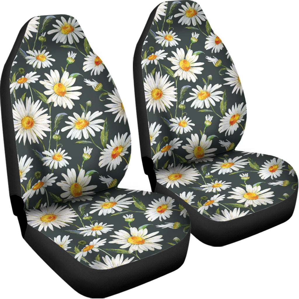 Watercolor Daisy Flower Pattern Print Universal Fit Car Seat Covers