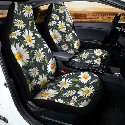 Watercolor Daisy Flower Pattern Print Universal Fit Car Seat Covers