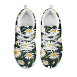 Watercolor Daisy Flower Pattern Print White Sneakers