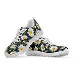 Watercolor Daisy Flower Pattern Print White Sneakers