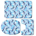 Watercolor Dolphin In The Sea Print 3 Piece Bath Mat Set