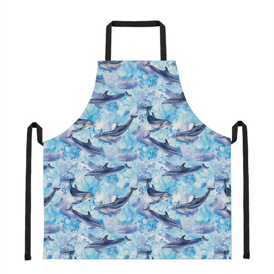 Watercolor Dolphin In The Sea Print Apron