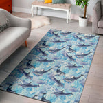 Watercolor Dolphin In The Sea Print Area Rug