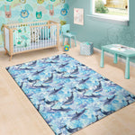 Watercolor Dolphin In The Sea Print Area Rug