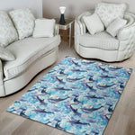 Watercolor Dolphin In The Sea Print Area Rug