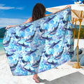 Watercolor Dolphin In The Sea Print Beach Sarong Wrap