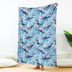 Watercolor Dolphin In The Sea Print Blanket