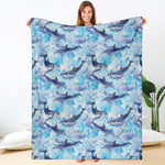 Watercolor Dolphin In The Sea Print Blanket