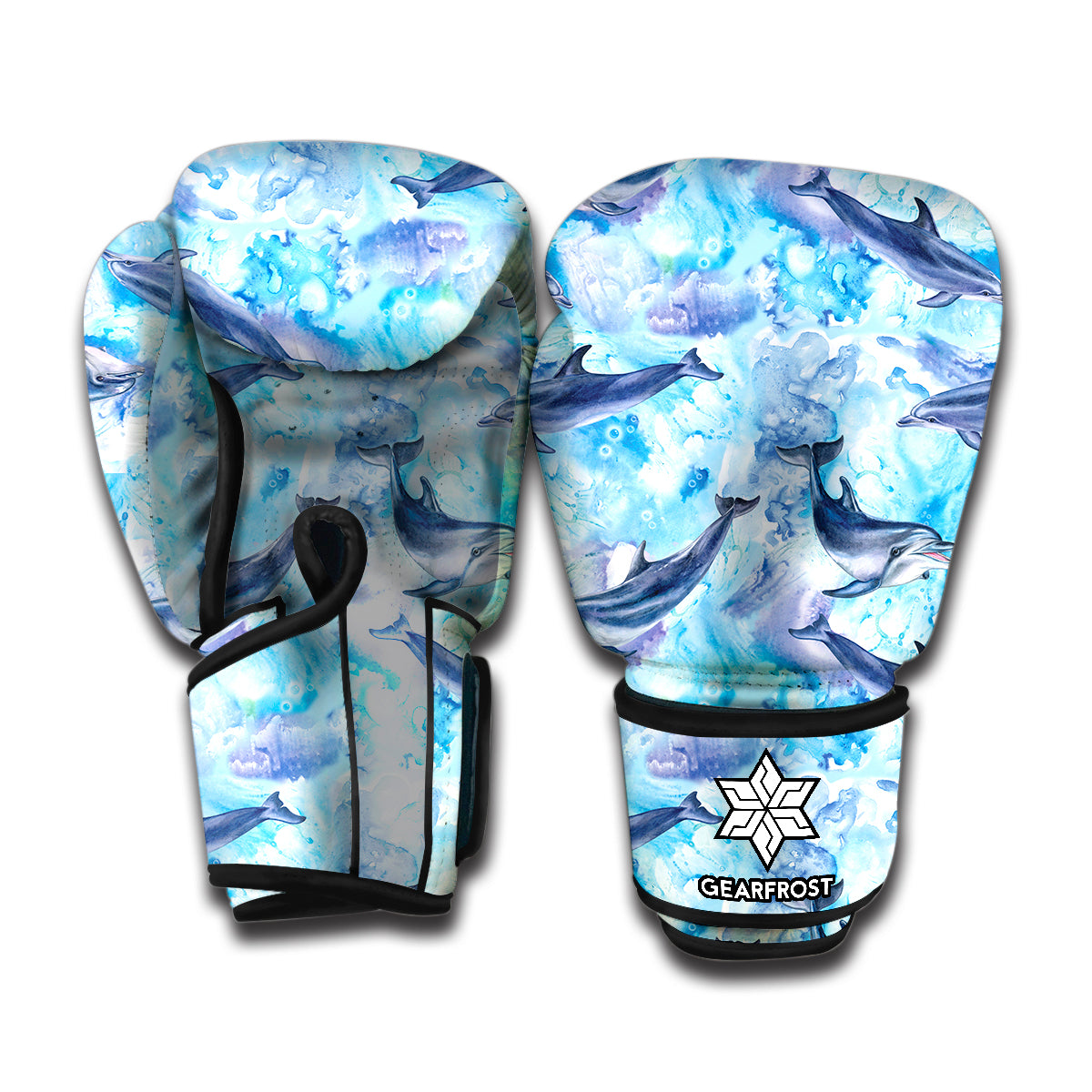 Watercolor Dolphin In The Sea Print Boxing Gloves