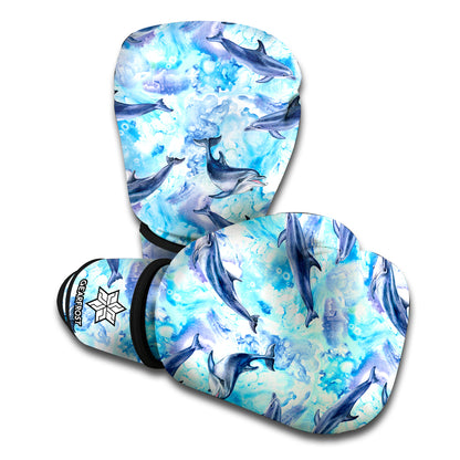Watercolor Dolphin In The Sea Print Boxing Gloves