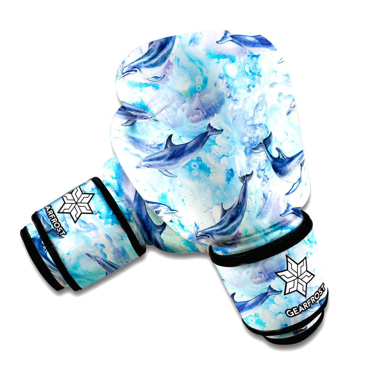 Watercolor Dolphin In The Sea Print Boxing Gloves