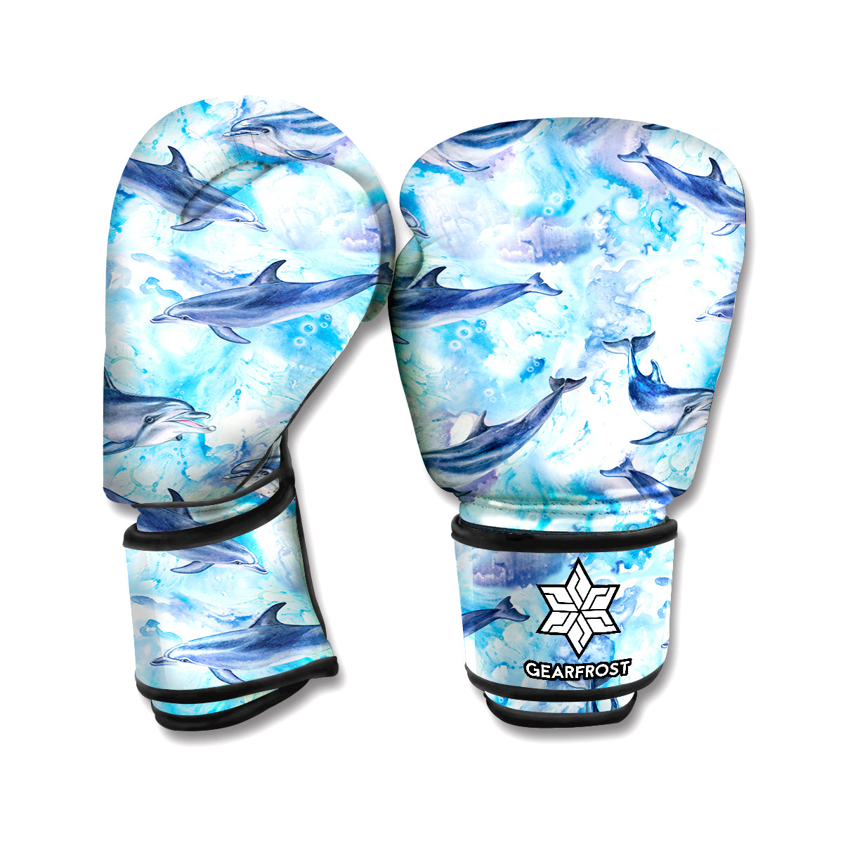 Watercolor Dolphin In The Sea Print Boxing Gloves