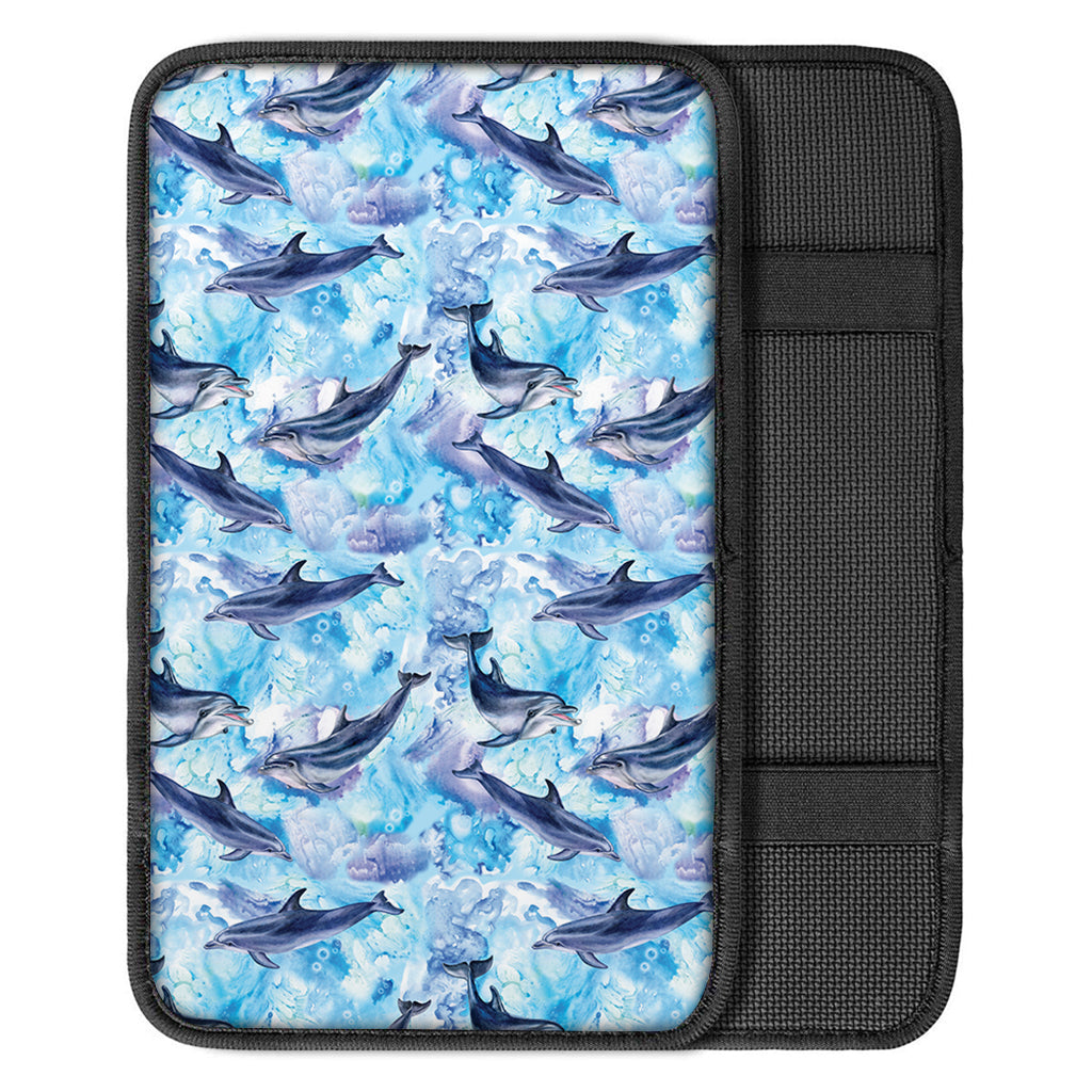 Watercolor Dolphin In The Sea Print Car Center Console Cover