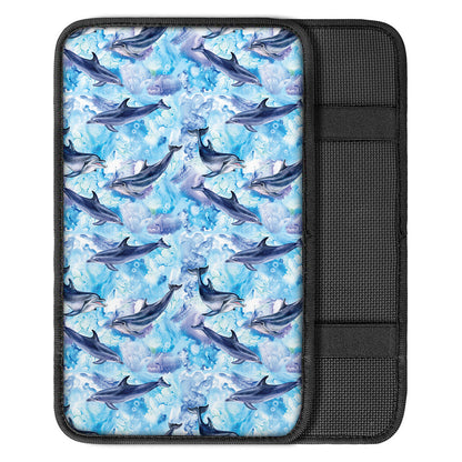 Watercolor Dolphin In The Sea Print Car Center Console Cover