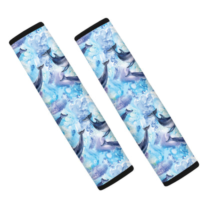 Watercolor Dolphin In The Sea Print Car Seat Belt Covers