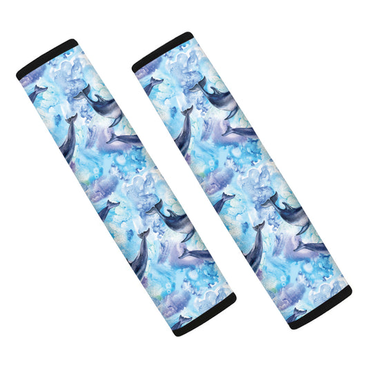 Watercolor Dolphin In The Sea Print Car Seat Belt Covers