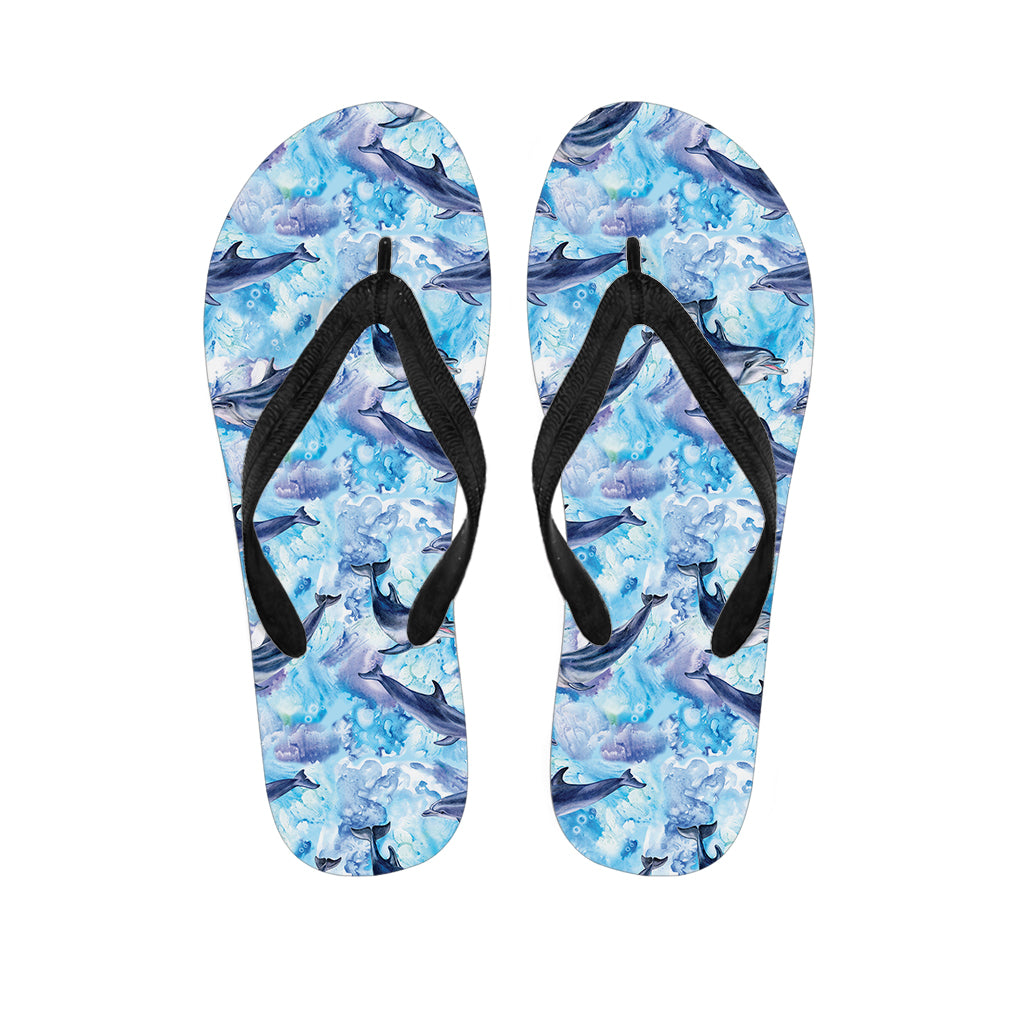 Watercolor Dolphin In The Sea Print Flip Flops