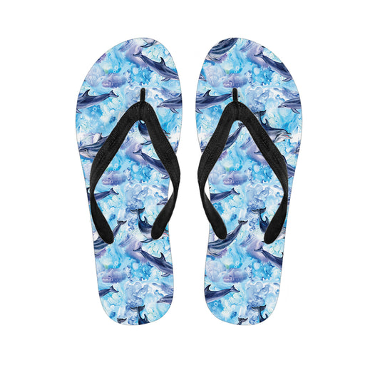 Watercolor Dolphin In The Sea Print Flip Flops