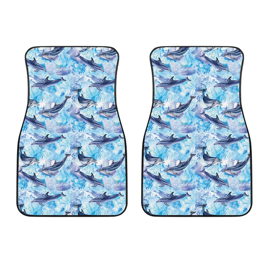 Watercolor Dolphin In The Sea Print Front Car Floor Mats