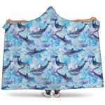 Watercolor Dolphin In The Sea Print Hooded Blanket