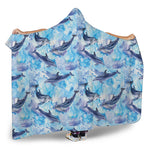 Watercolor Dolphin In The Sea Print Hooded Blanket