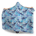Watercolor Dolphin In The Sea Print Hooded Blanket