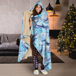 Watercolor Dolphin In The Sea Print Hooded Blanket