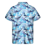 Watercolor Dolphin In The Sea Print Men's Short Sleeve Shirt