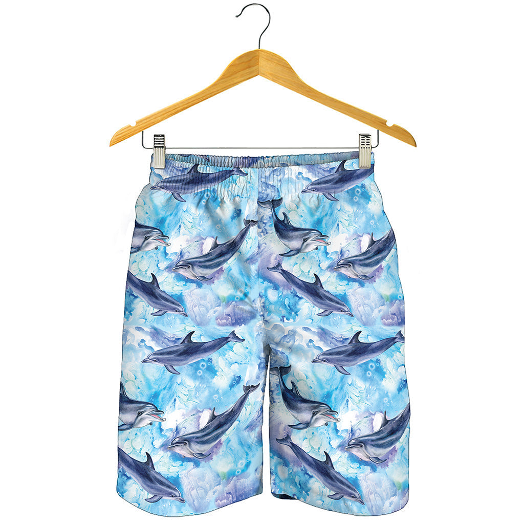 Watercolor Dolphin In The Sea Print Men's Shorts