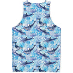 Watercolor Dolphin In The Sea Print Men's Tank Top