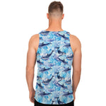 Watercolor Dolphin In The Sea Print Men's Tank Top
