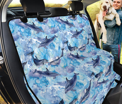 Watercolor Dolphin In The Sea Print Pet Car Back Seat Cover