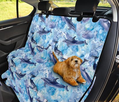 Watercolor Dolphin In The Sea Print Pet Car Back Seat Cover