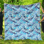 Watercolor Dolphin In The Sea Print Quilt