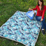 Watercolor Dolphin In The Sea Print Quilt