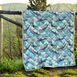 Watercolor Dolphin In The Sea Print Quilt