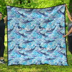 Watercolor Dolphin In The Sea Print Quilt