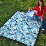 Watercolor Dolphin In The Sea Print Quilt