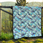Watercolor Dolphin In The Sea Print Quilt