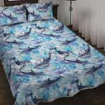 Watercolor Dolphin In The Sea Print Quilt Bed Set