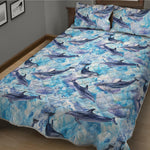 Watercolor Dolphin In The Sea Print Quilt Bed Set