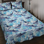 Watercolor Dolphin In The Sea Print Quilt Bed Set
