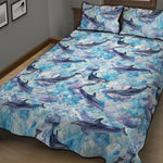 Watercolor Dolphin In The Sea Print Quilt Bed Set