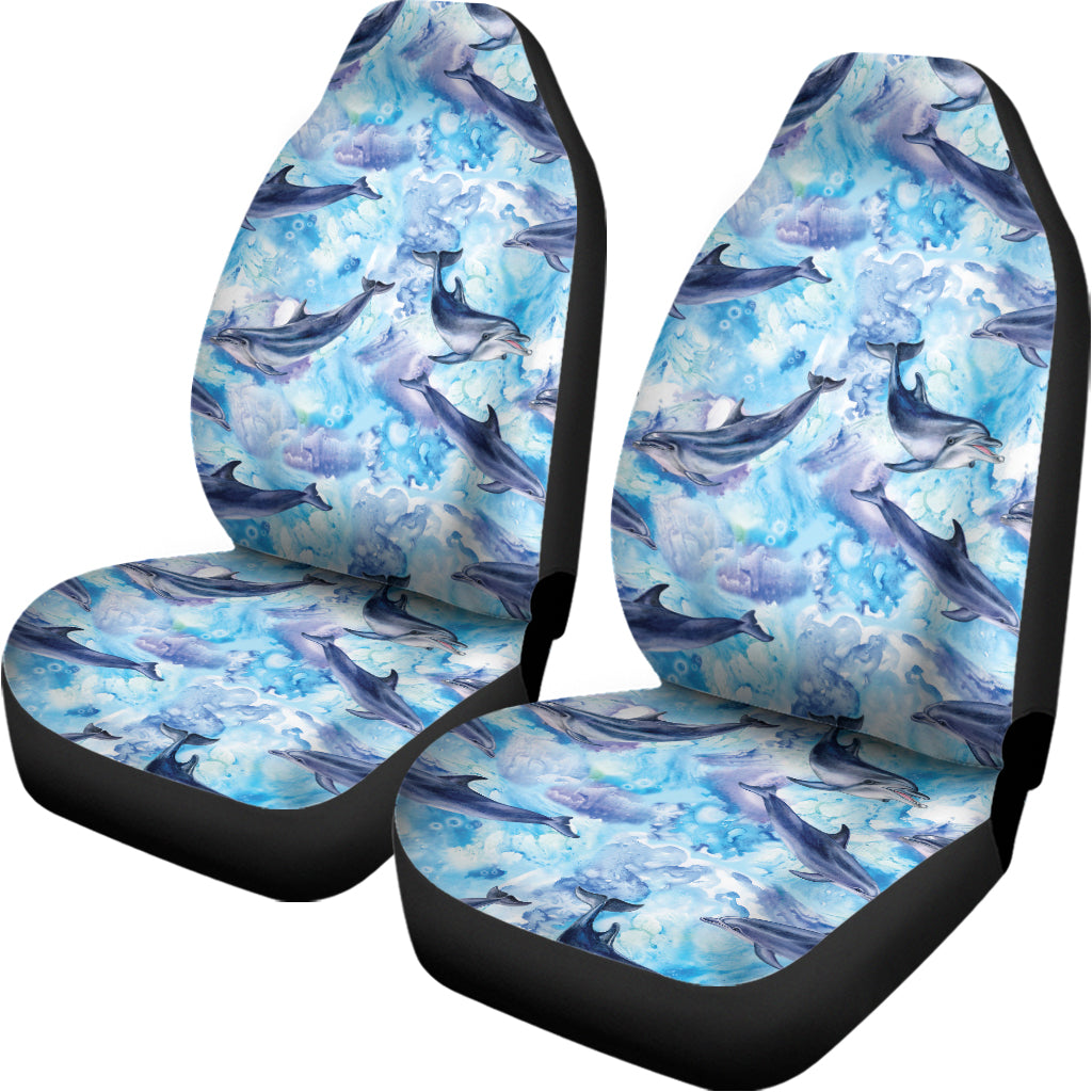 Watercolor Dolphin In The Sea Print Universal Fit Car Seat Covers