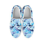 Watercolor Dolphin In The Sea Print White Slip On Shoes