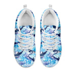 Watercolor Dolphin In The Sea Print White Sneakers