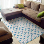 Watercolor Dolphin Pattern Print Area Rug