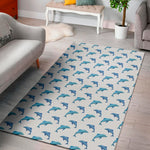 Watercolor Dolphin Pattern Print Area Rug