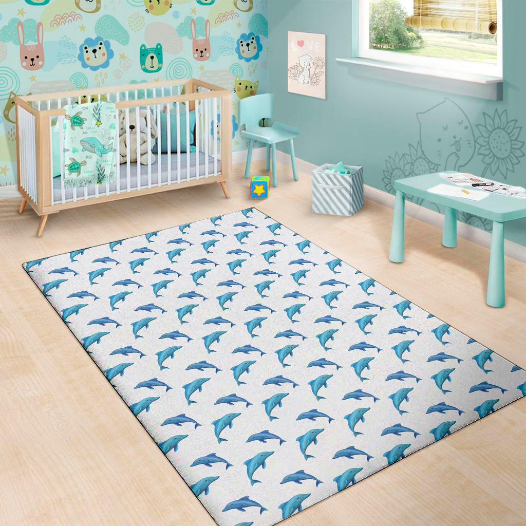 Watercolor Dolphin Pattern Print Area Rug